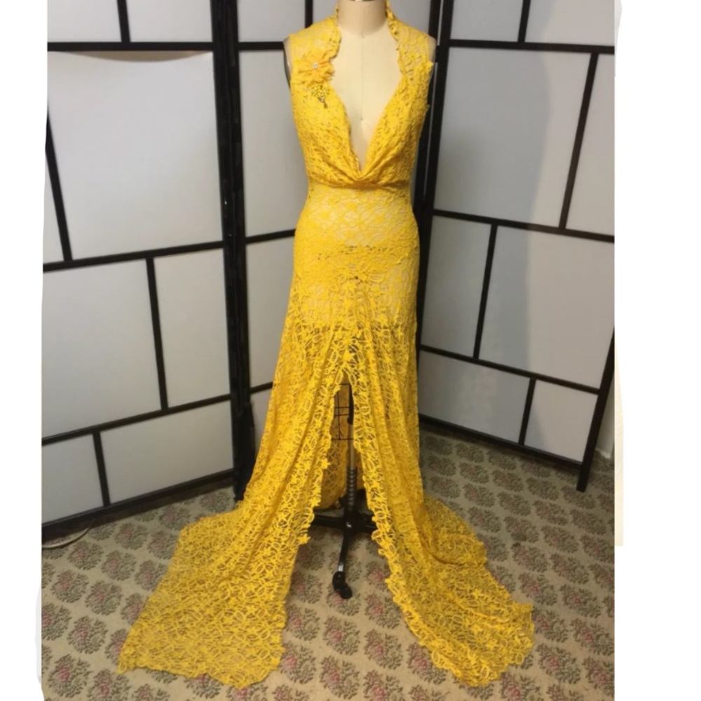 yellow dress Size:S (handmade Item)